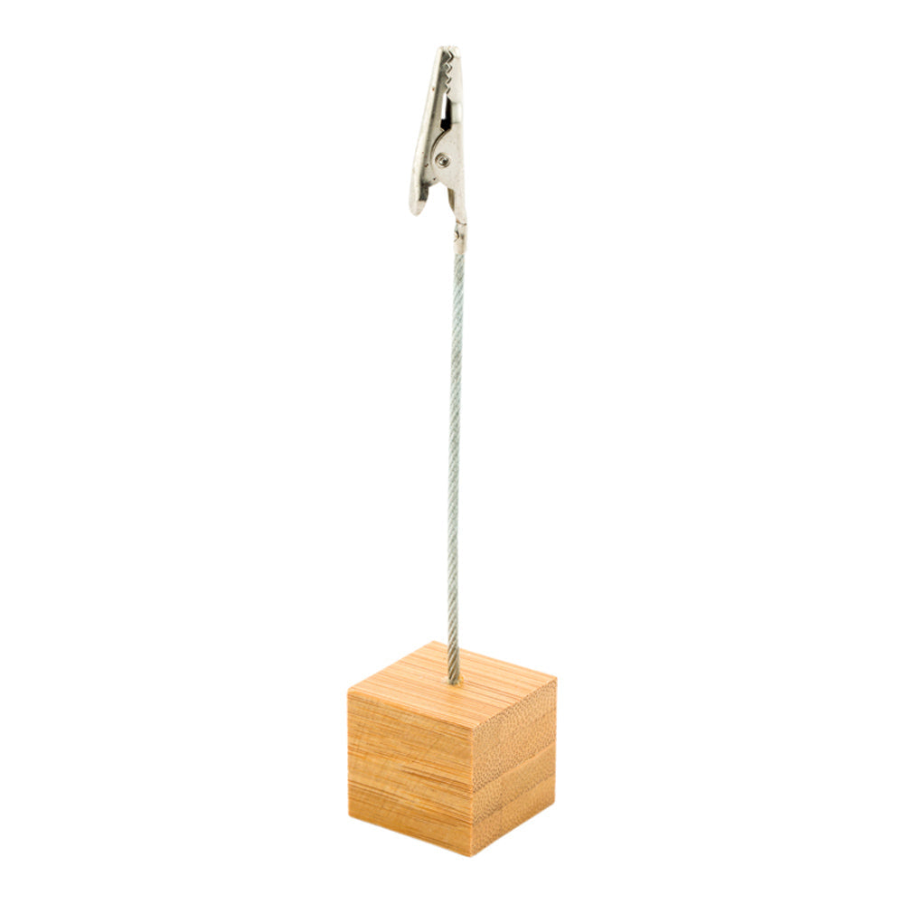 Bambuddha Natural Bamboo Name Card Holder - Metal Clip - 5" x 1" x 1" - 100 count box