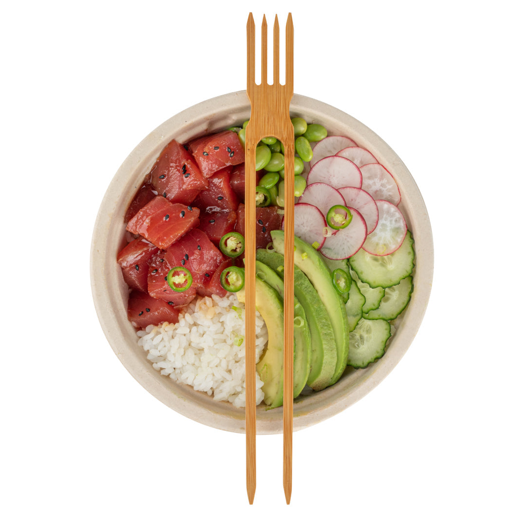 Bambuddha Natural Bamboo Chop Fork Duo Utensil - 10" x 1 1/2" x 1/2" - 100 count box