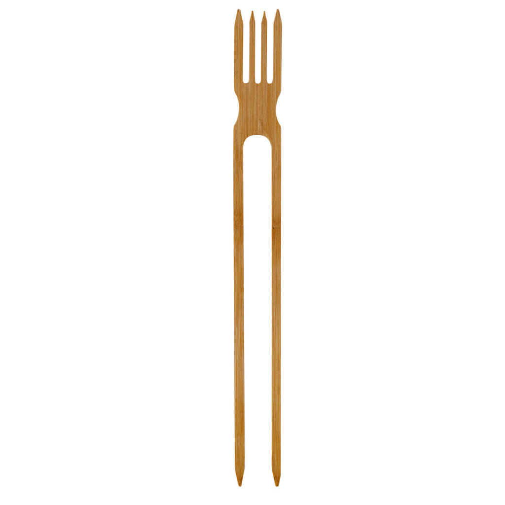 Bambuddha Natural Bamboo Chop Fork Duo Utensil - 10" x 1 1/2" x 1/2" - 100 count box