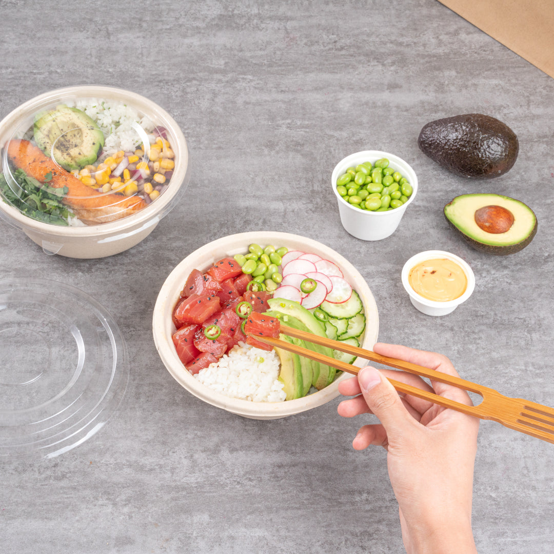 Bambuddha Natural Bamboo Chop Fork Duo Utensil - 10" x 1 1/2" x 1/2" - 100 count box