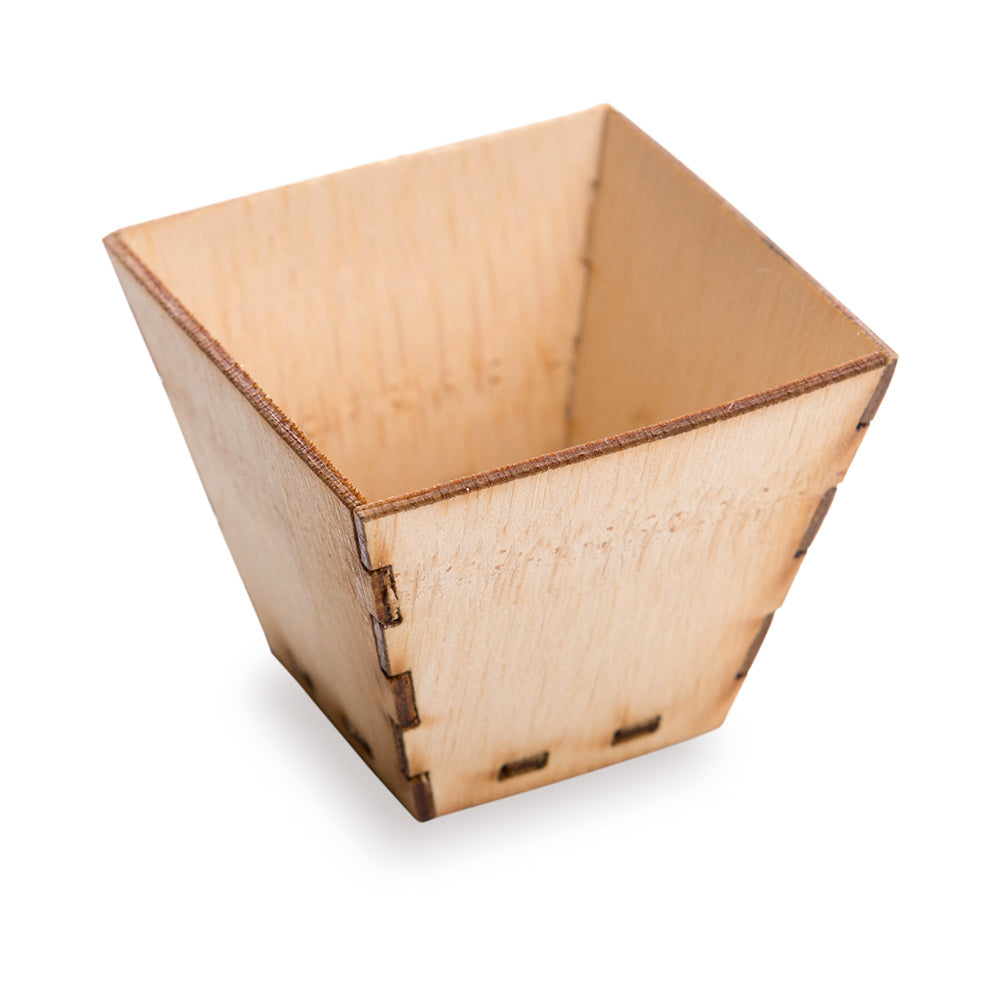 Bambuddha 2 oz Square Natural Bamboo Mini Kova Cup - 2" x 2" x 1 1/2" - 100 count box