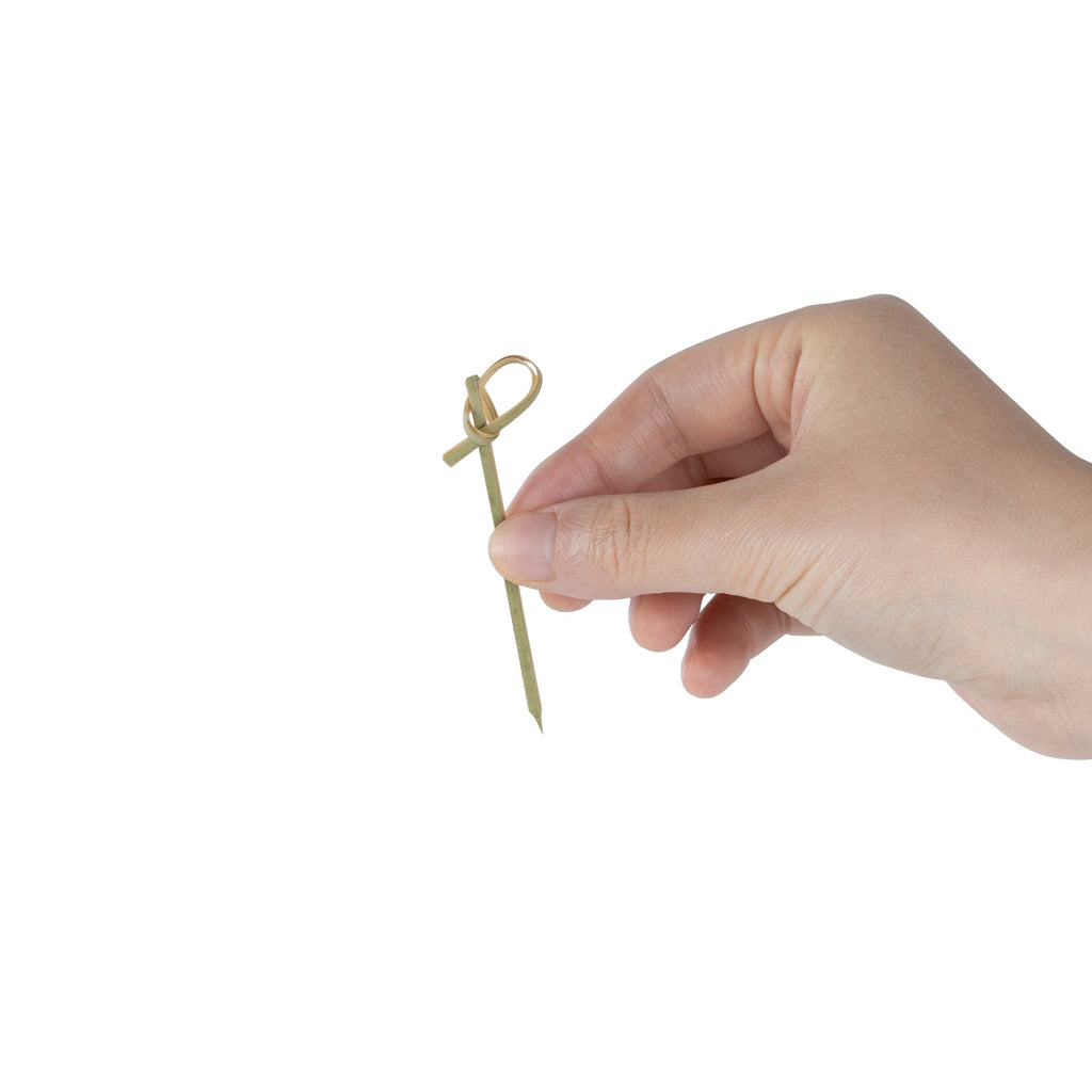 Pixy Munchkin Natural Bamboo Knotted Pick - 2 1/2" x 1/2" x 1/2" - 1000 count box