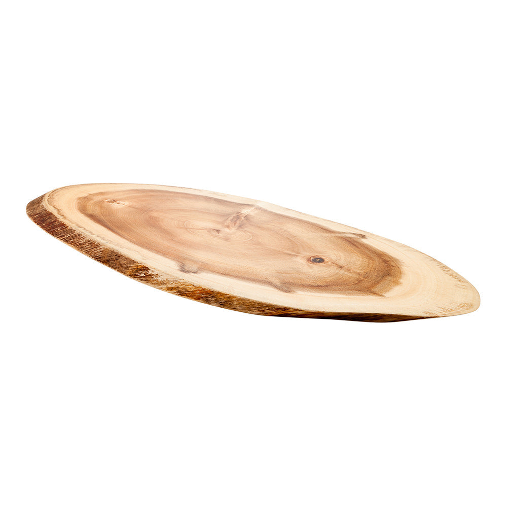 Eco Display Oval Natural Acacia Serving Board - Varnished - 20" x 8" x 3/4" - 1 count box