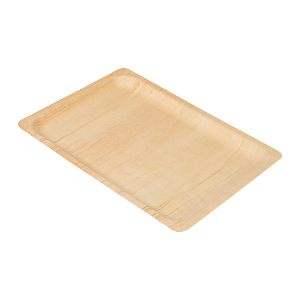 Taipei Rectangle Natural Poplar Plate - 14 1/4'' x 9 3/4'' x 3/4'' - 50 count box