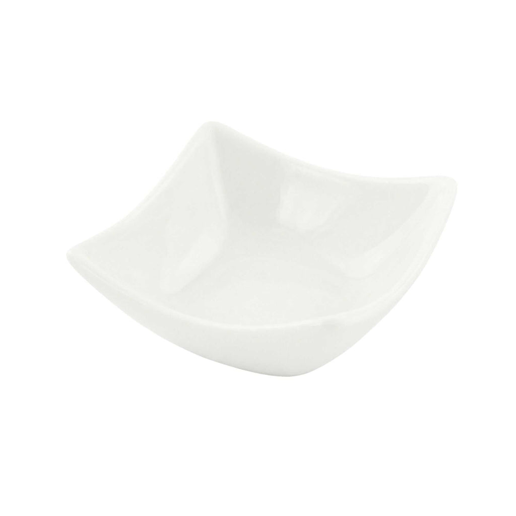 Chef 101 2 oz Square White Porcelain Mini Cocktail Bowl - 3" x 3" x 1 1/4" - 10 count box