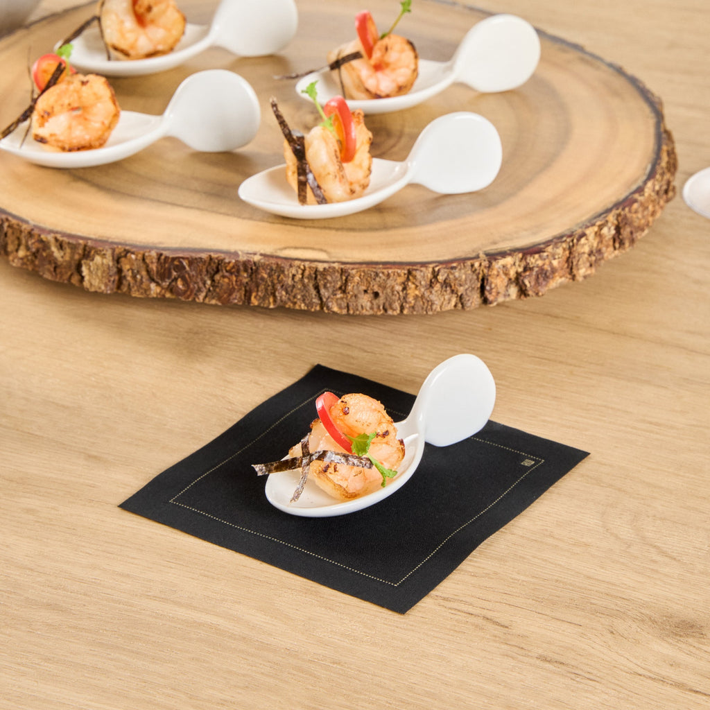 Chef 101 Fish White Porcelain Spoon - 4" x 1 1/2" x 1 1/4" - 10 count box