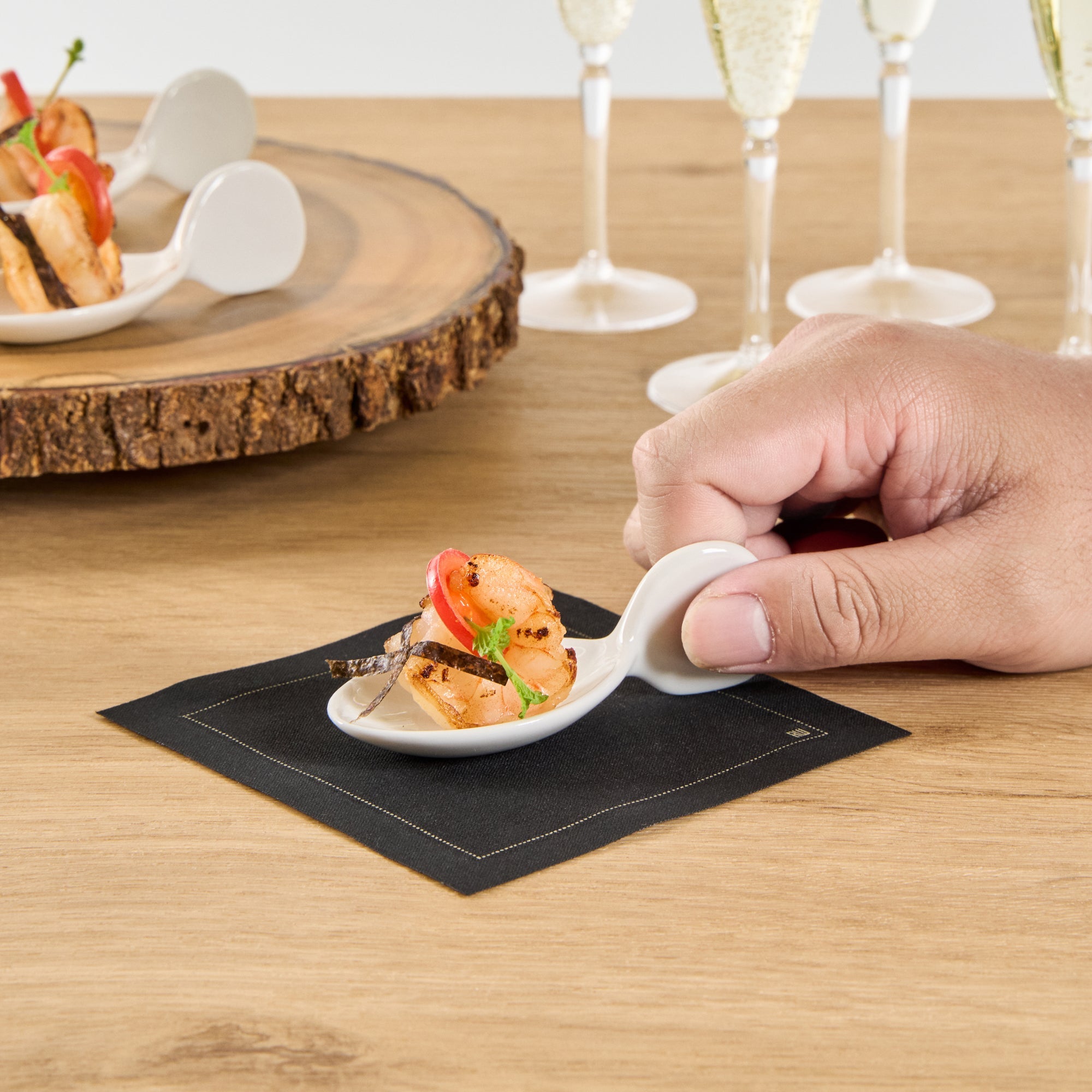 Chef 101 Fish White Porcelain Spoon - 4" x 1 1/2" x 1 1/4" - 10 count box