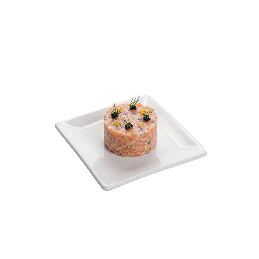 Chef 101 Square White Porcelain Mini Edge Plate - 3" x 3" - 10 count box