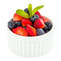 Chef 101 5 oz Round White Porcelain Mini Ramekin - 3" x 3" x 1 1/2" - 10 count box