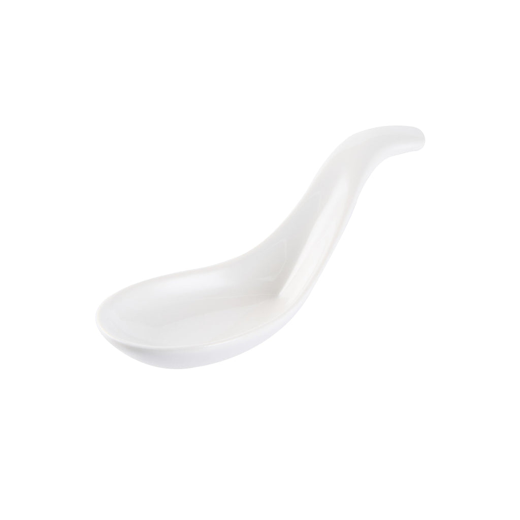 Chef 101 White Porcelain Wave Spoon - 5" x 1 3/4" x 1" - 10 count box