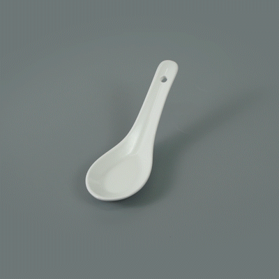 Chef 101 White Porcelain Asian Spoon - 5" x 1 3/4" x 2" - 10 count box
