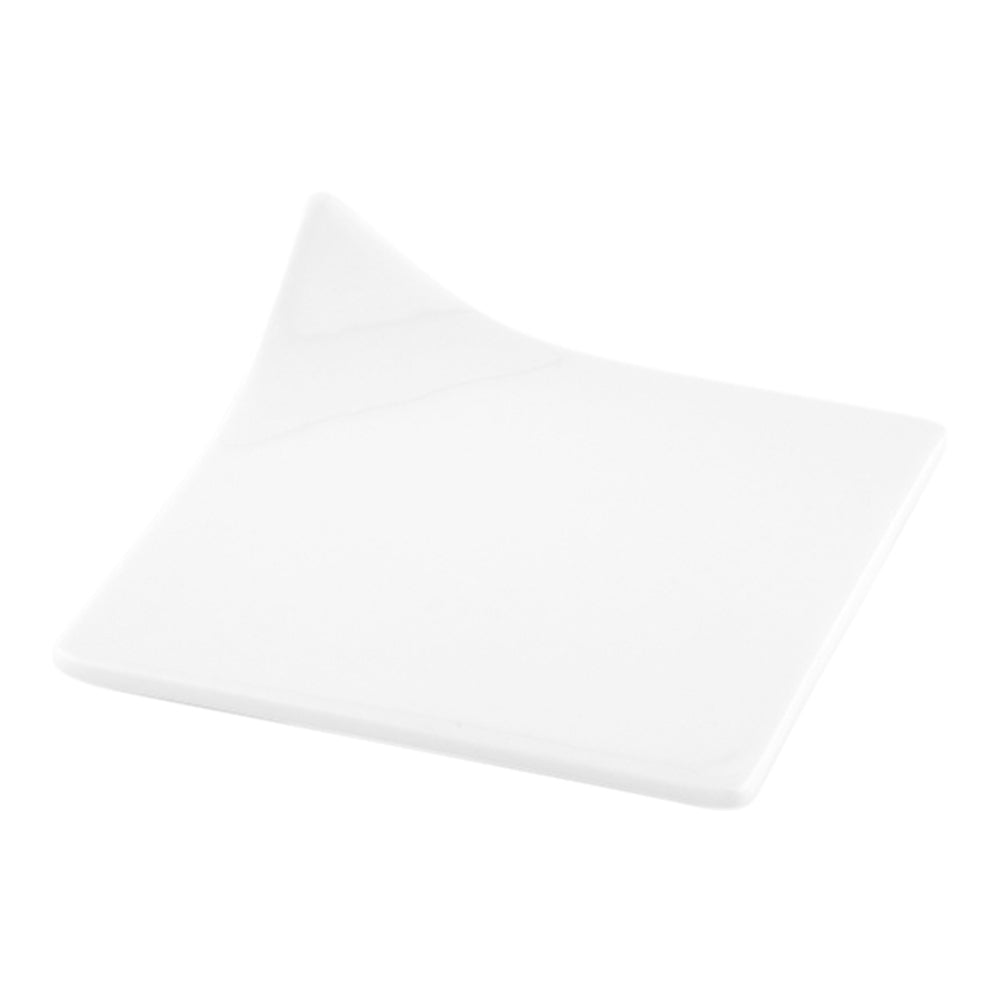 Chef 101 Square White Porcelain Modern Flare Plate - 4" x 4" x 1" - 10 count box