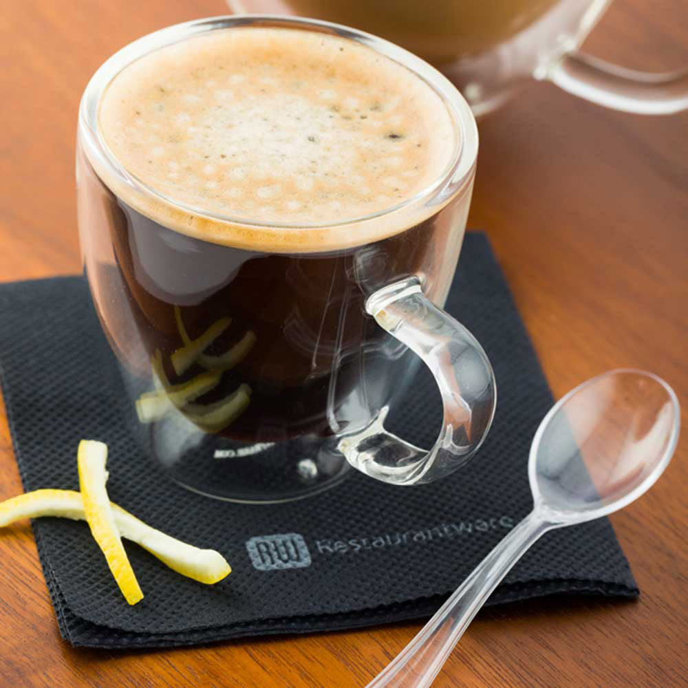 Forma Professional 3 oz Round Glass Espresso Cup - Double Wall, with Handle - 2 1/2" x 2 1/2" x 2 1/2" - 10 count box