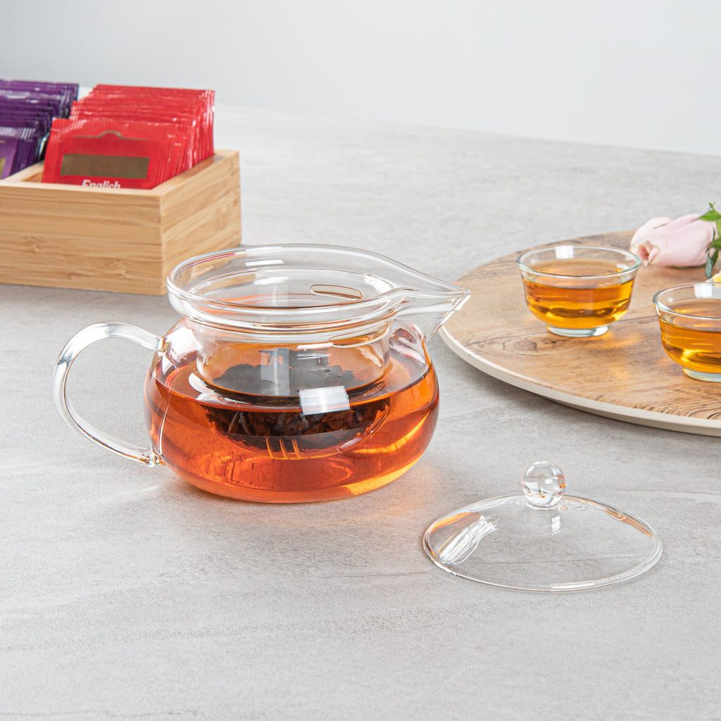 Forma Professional 17 oz Round Glass Teapot - Double Wall - 5 1/4" x 5 1/4" x 5" - 1 count box