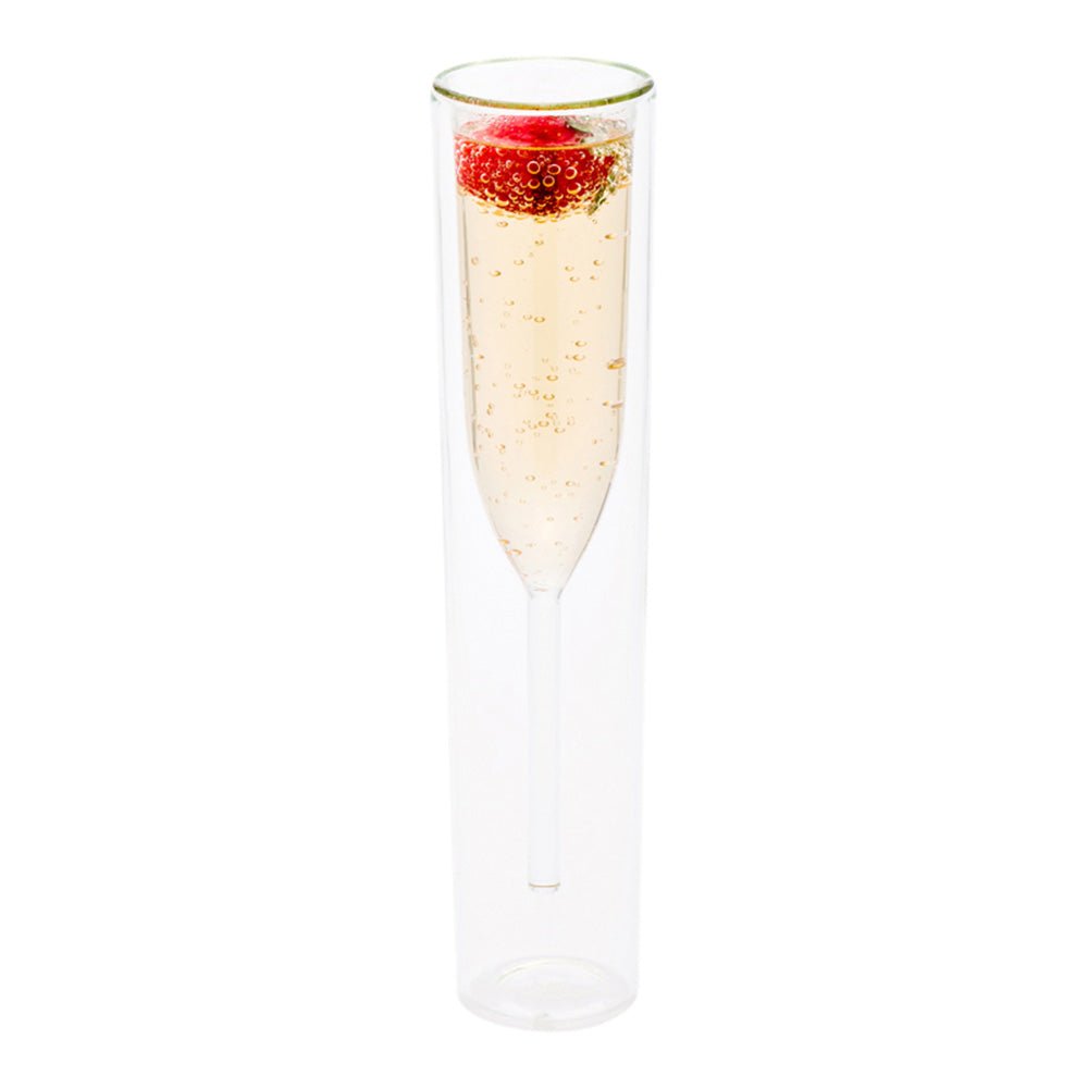 Forma Professional 4 oz Round Glass Champagne Flute - Double Wall - 2" x 2" x 9 1/4" - 10 count box