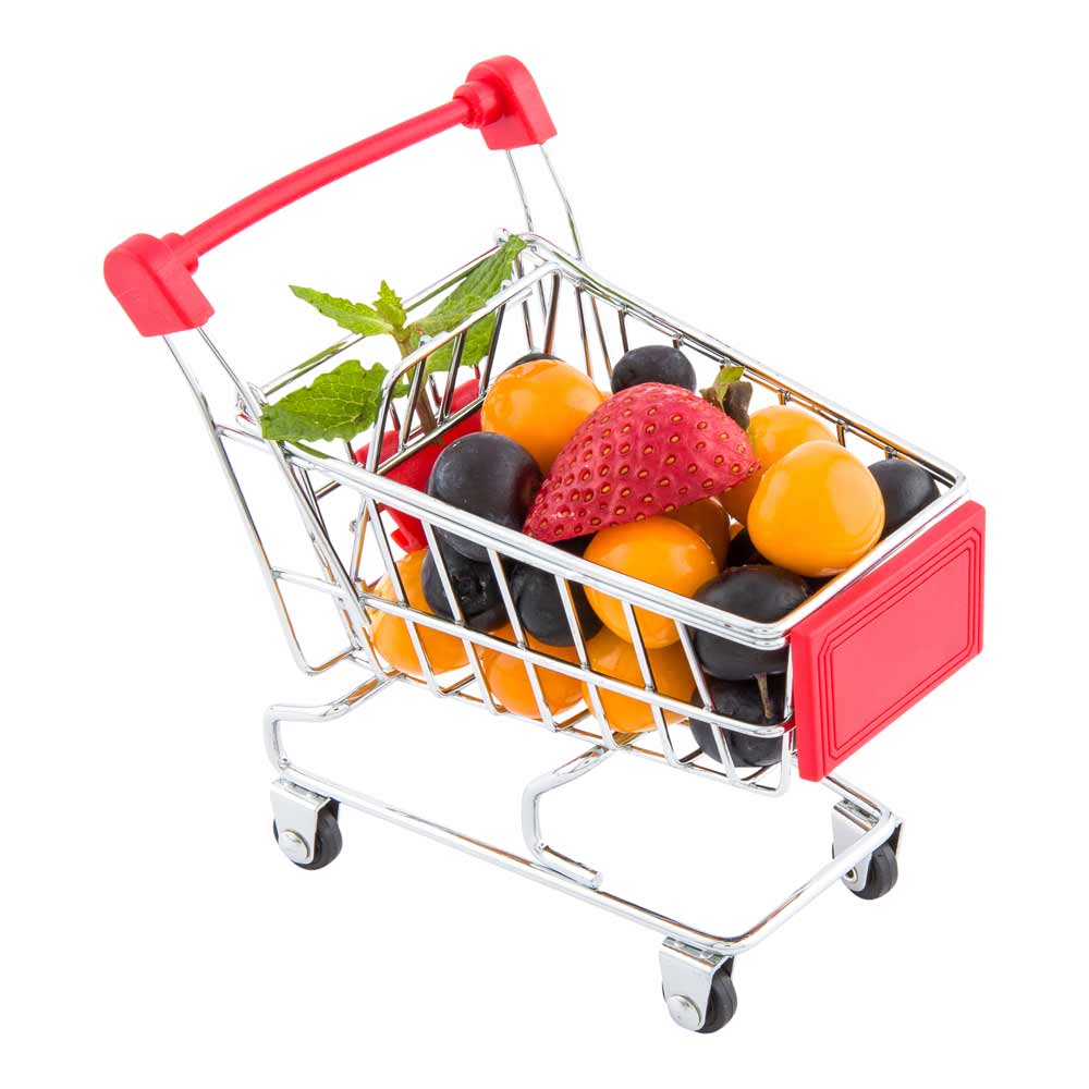 Met Lux Rectangle Silver Stainless Steel Medium Shopping Cart - 5 1/2" x 5 1/2" x 3 3/4" - 1 count box
