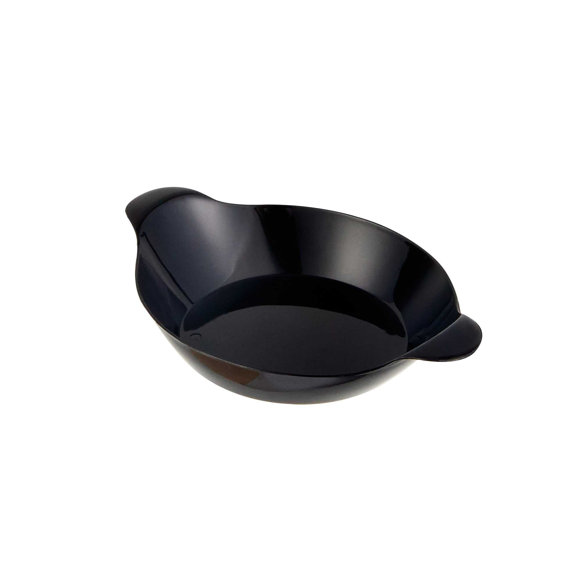Mini Serve Oval Black Plastic Mini Handled Plate - 3 3/4" x 2 1/2" - 100 count box