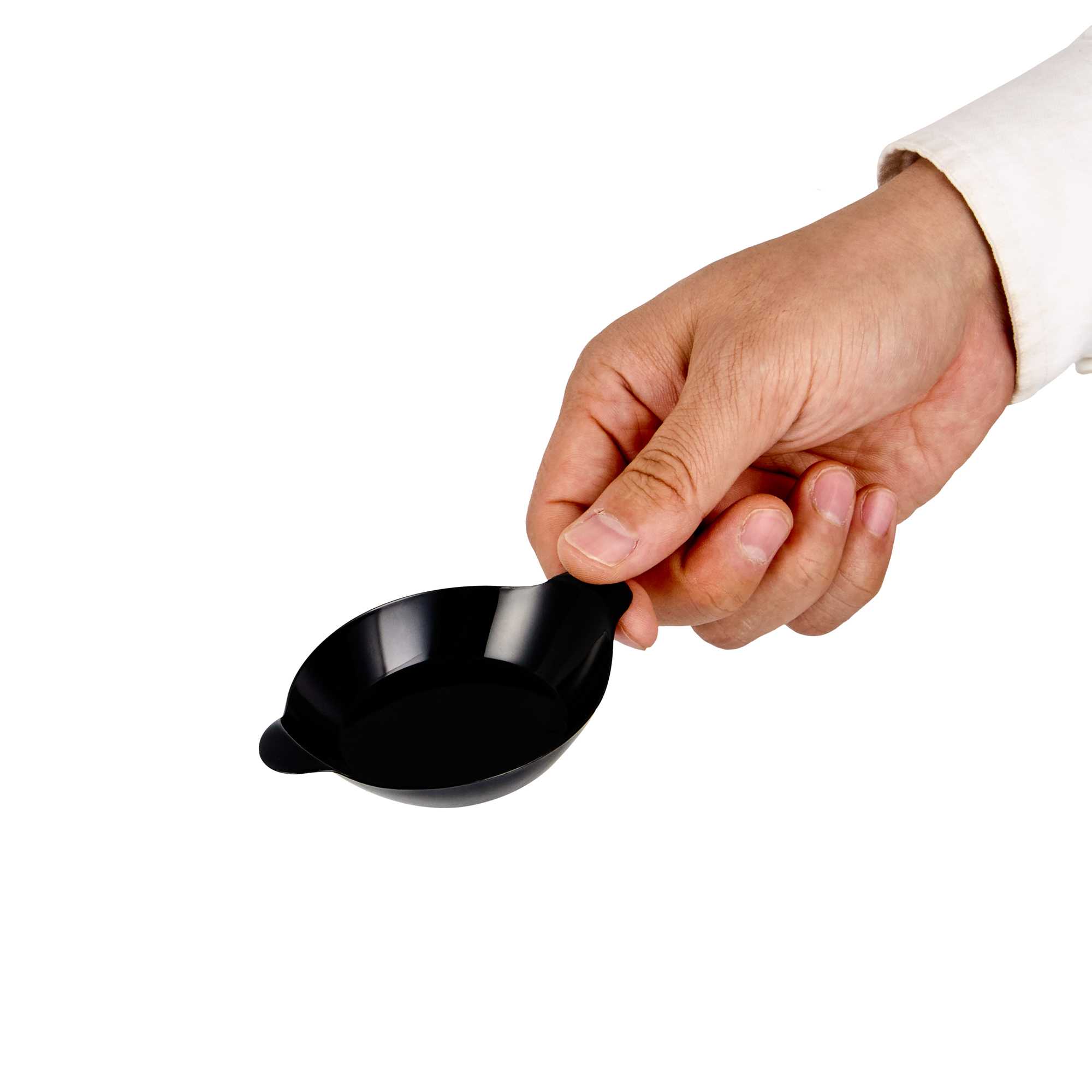 Mini Serve Oval Black Plastic Mini Handled Plate - 3 3/4" x 2 1/2" - 100 count box