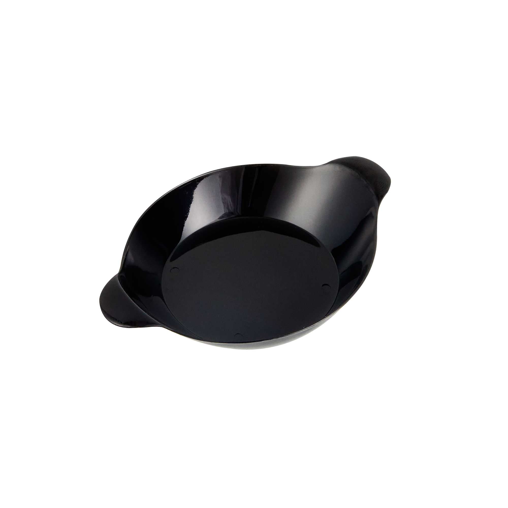 Mini Serve Oval Black Plastic Mini Handled Plate - 3 3/4" x 2 1/2" - 100 count box