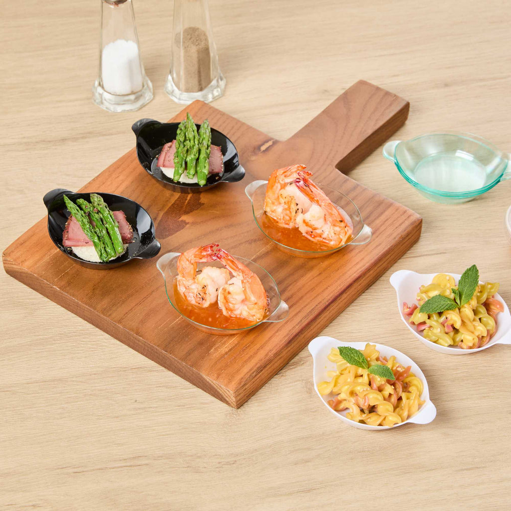 Mini Serve Oval Seagreen Plastic Mini Handled Plate - 3 3/4" x 2 1/2" - 100 count box