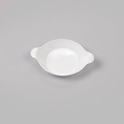 Mini Serve Oval White Plastic Mini Handled Plate - 3 3/4" x 2 1/2" - 100 count box