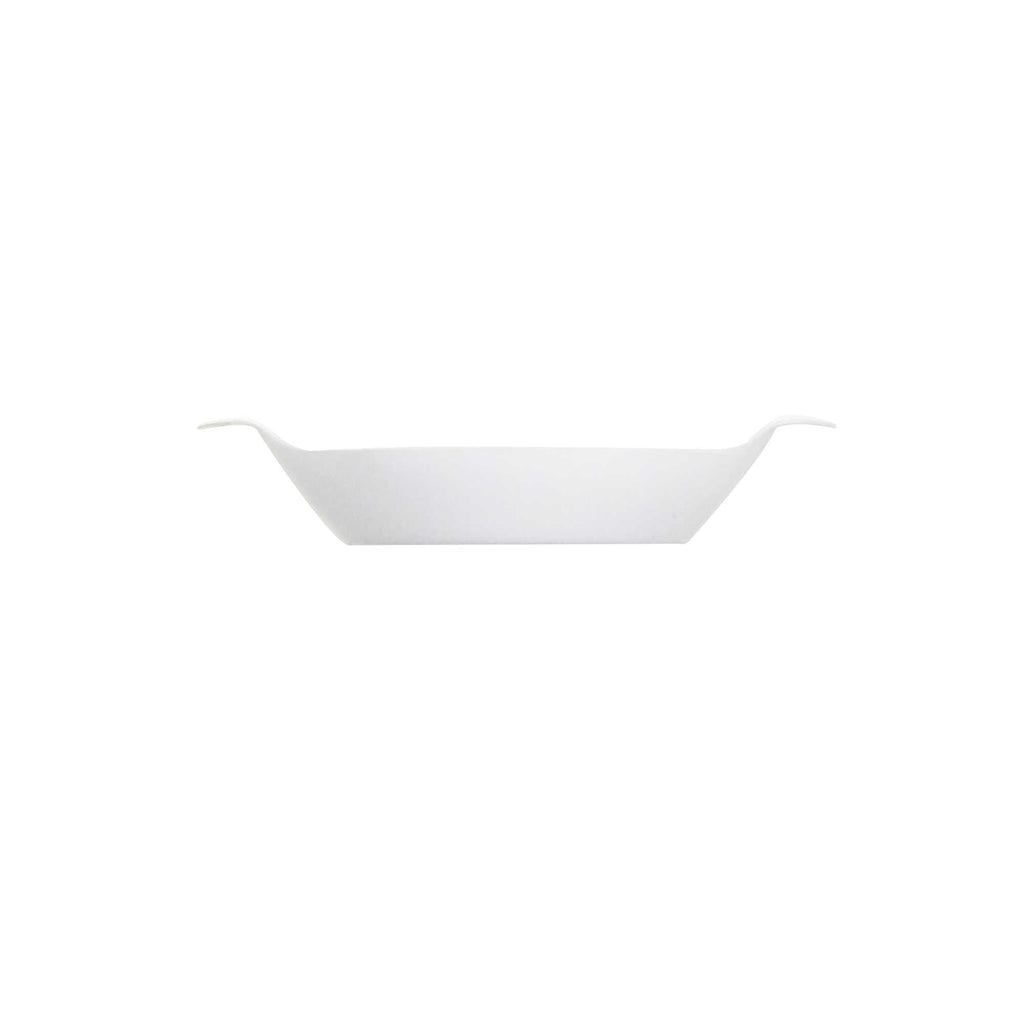 Mini Serve Oval White Plastic Mini Handled Plate - 3 3/4" x 2 1/2" - 100 count box