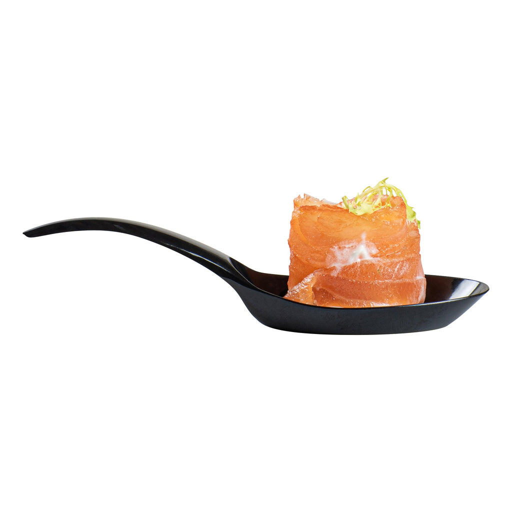 Mini Serve Black Plastic Wave Spoon - 5" x 1 1/2" - 100 count box