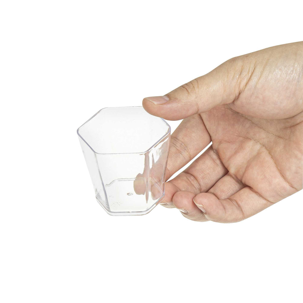 Mini Serve 2 oz Hexagon Clear Plastic Glass - 1 3/4" x 1 3/4" x 1 3/4" - 100 count box