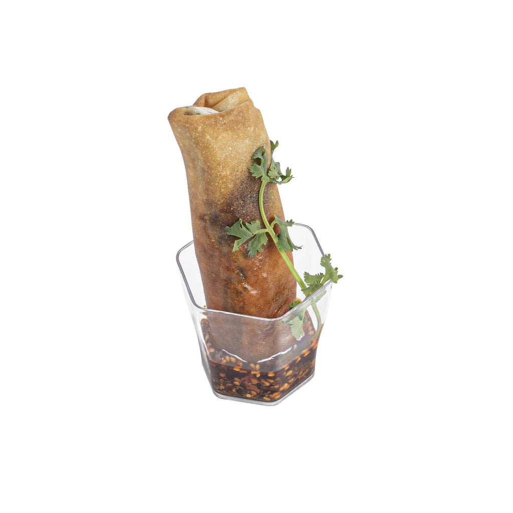 Mini Serve 2 oz Hexagon Clear Plastic Glass - 1 3/4" x 1 3/4" x 1 3/4" - 100 count box