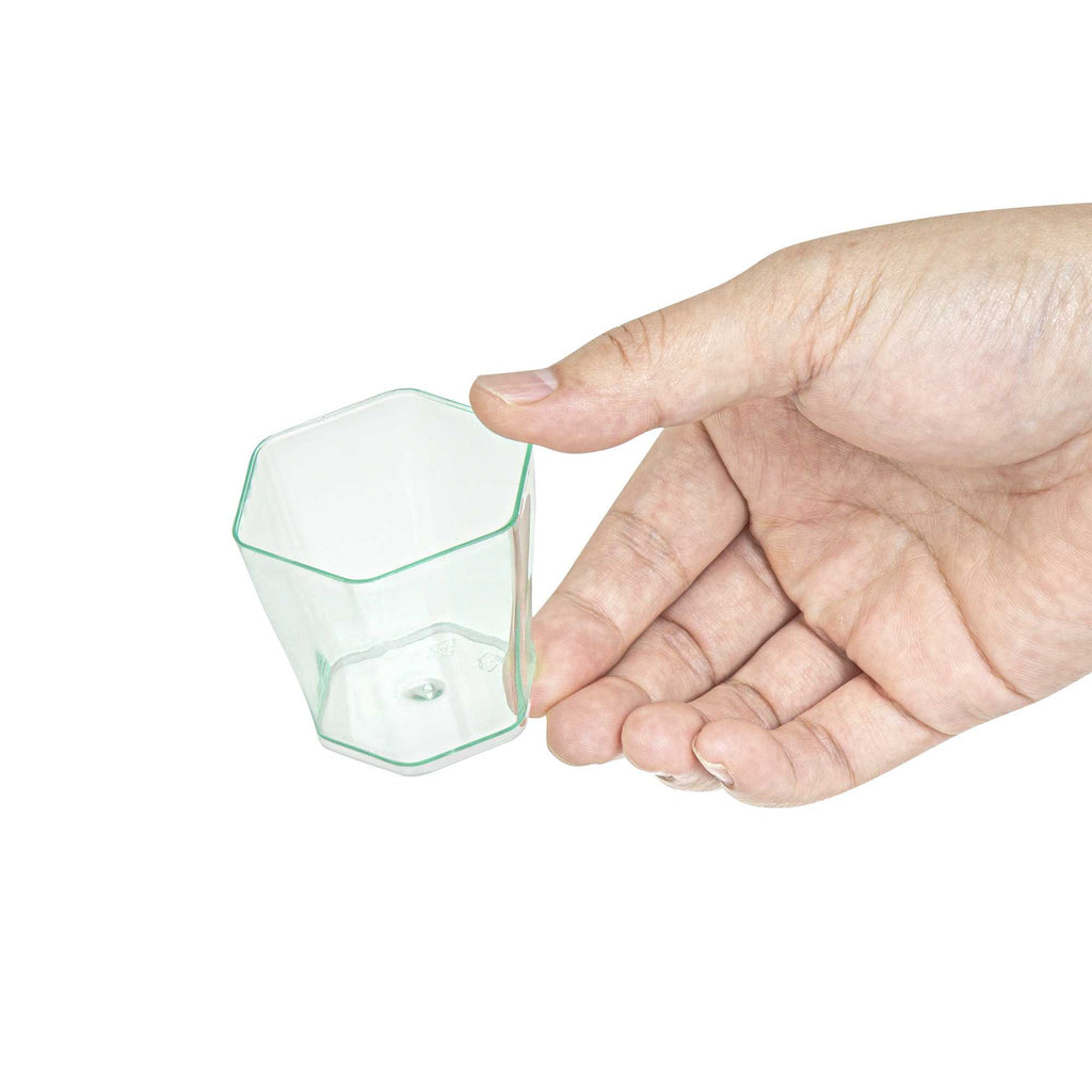 Mini Serve 2 oz Hexagon Seagreen Plastic Glass - 1 3/4" x 1 3/4" x 1 3/4" - 100 count box