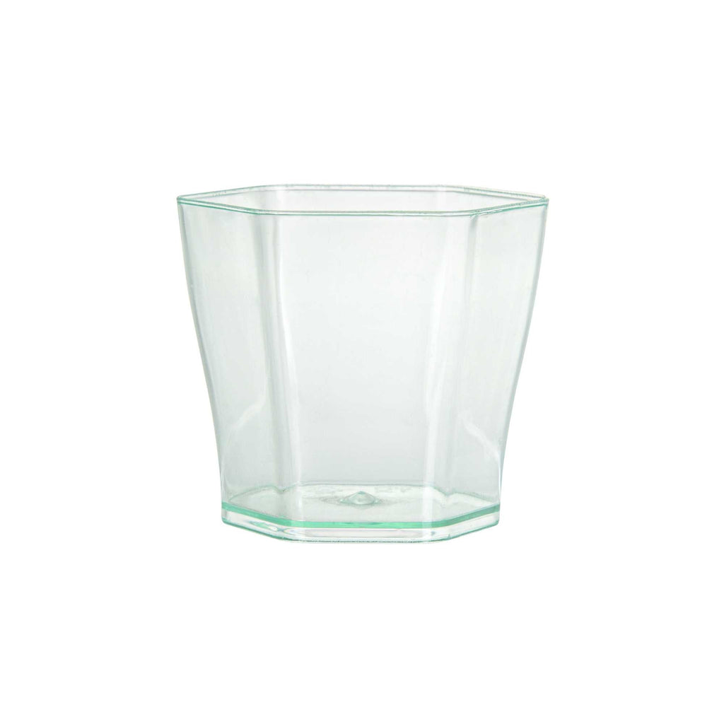 Mini Serve 2 oz Hexagon Seagreen Plastic Glass - 1 3/4" x 1 3/4" x 1 3/4" - 100 count box