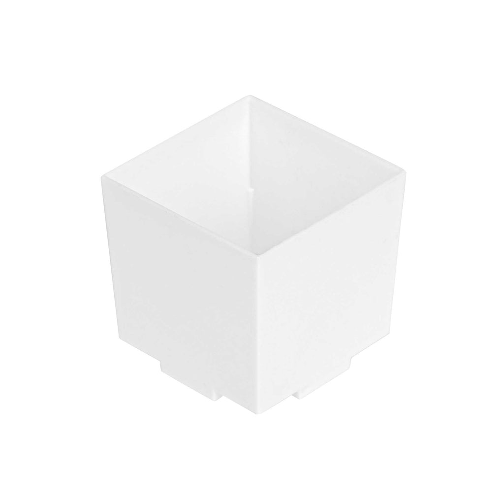 Mini Serve 3 oz Square White Plastic Quadrato Cup - 1 3/4" x 1 1/2" x 1 3/4" - 100 count box