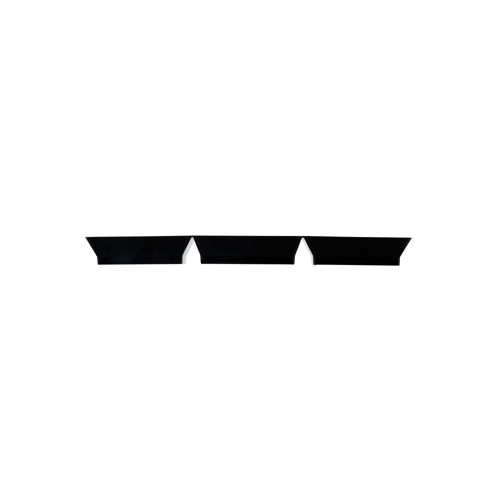 Mini Serve Rectangle Black Plastic Terzetto Mini Plate - 3 Compartments - 7 1/2" x 2 1/2" x 1/2" - 100 count box