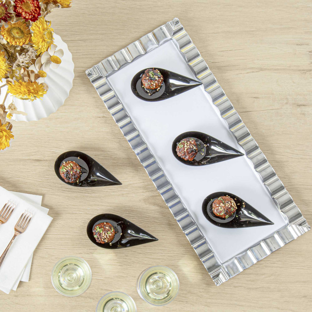 Mini Serve Teardrop Black Plastic Spoon - 4" x 2" x 1/2" - 100 count box