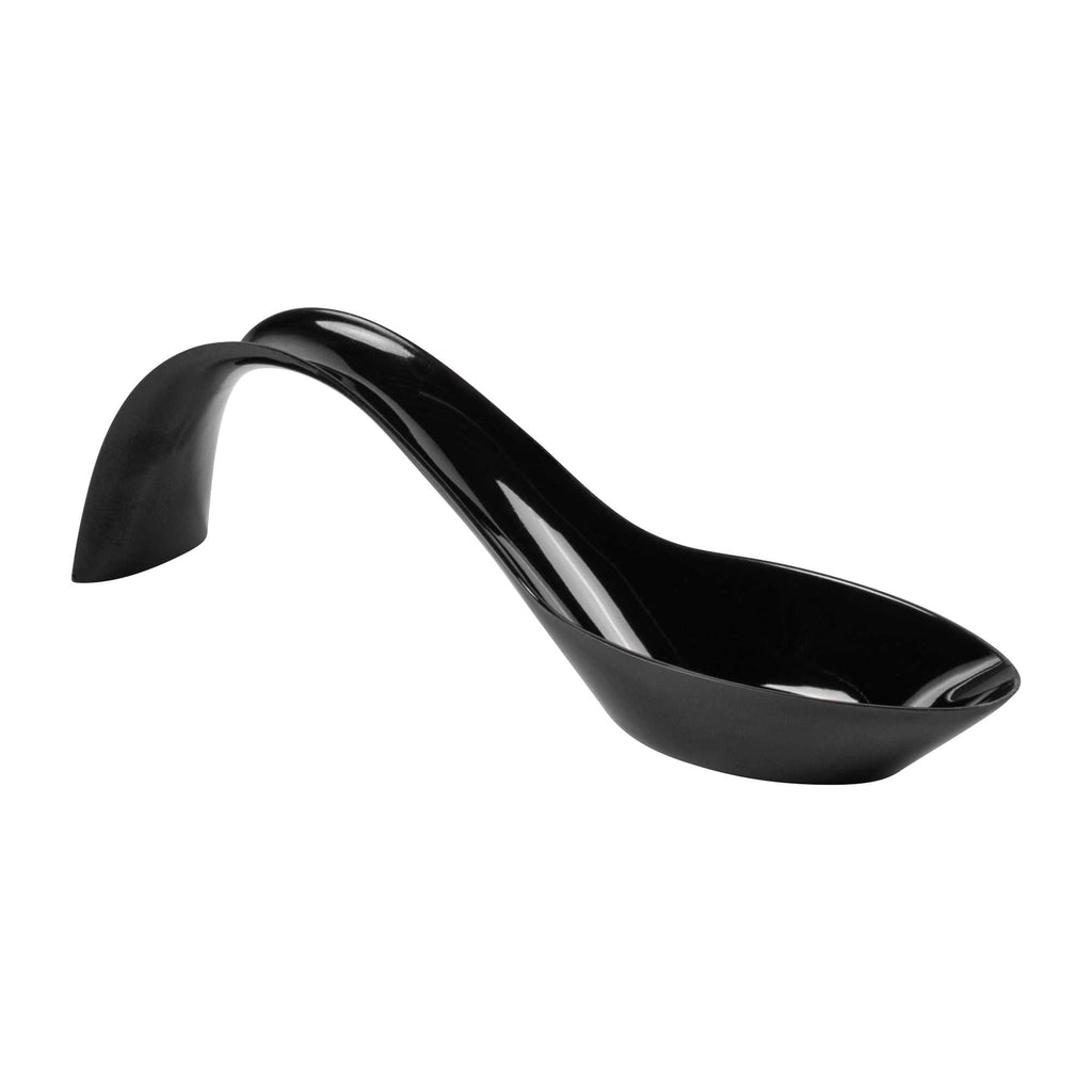 Mini Serve Black Plastic Stiletto Spoon - 5" x 1/2" x 1 1/4" - 100 count box