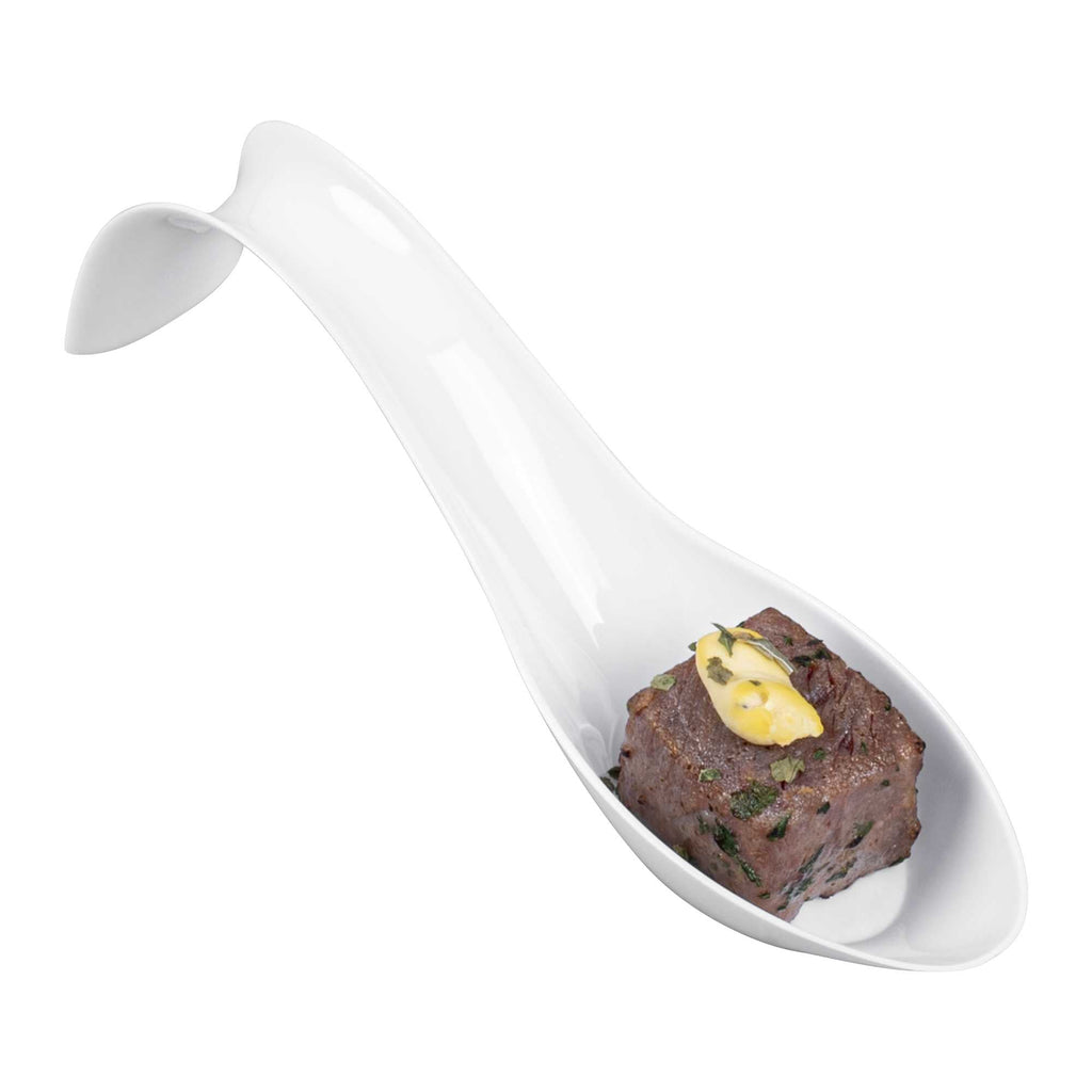 Mini Serve White Plastic Stiletto Spoon - 5" x 1/2" x 1 1/4" - 100 count box
