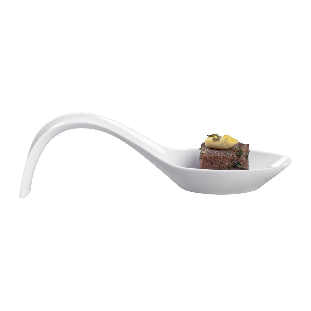 Mini Serve White Plastic Stiletto Spoon - 5" x 1/2" x 1 1/4" - 100 count box