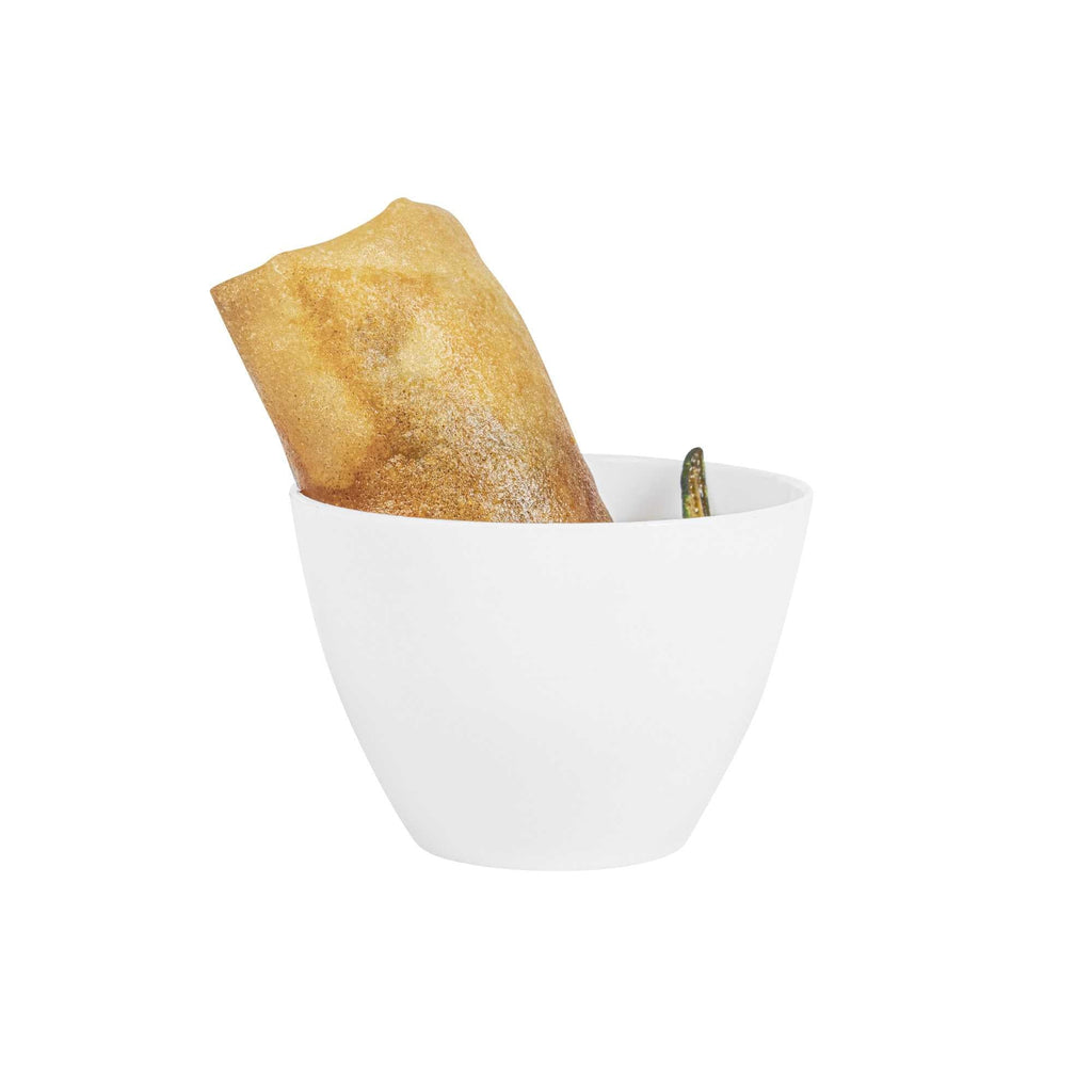 Mini Serve 2 oz Round White Plastic Mini Tasting Bowl - 2" x 2" x 1 1/2" - 100 count box