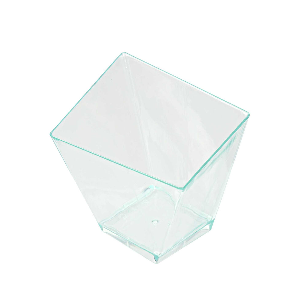 Mini Serve 2 oz Square Seagreen Plastic Girata Dessert Dish - 2" x 2" x 1 3/4" - 100 count box