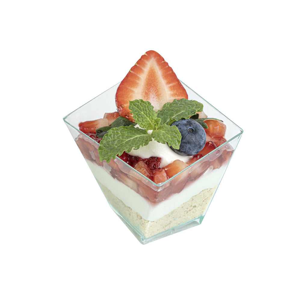Mini Serve 2 oz Square Seagreen Plastic Girata Dessert Dish - 2" x 2" x 1 3/4" - 100 count box