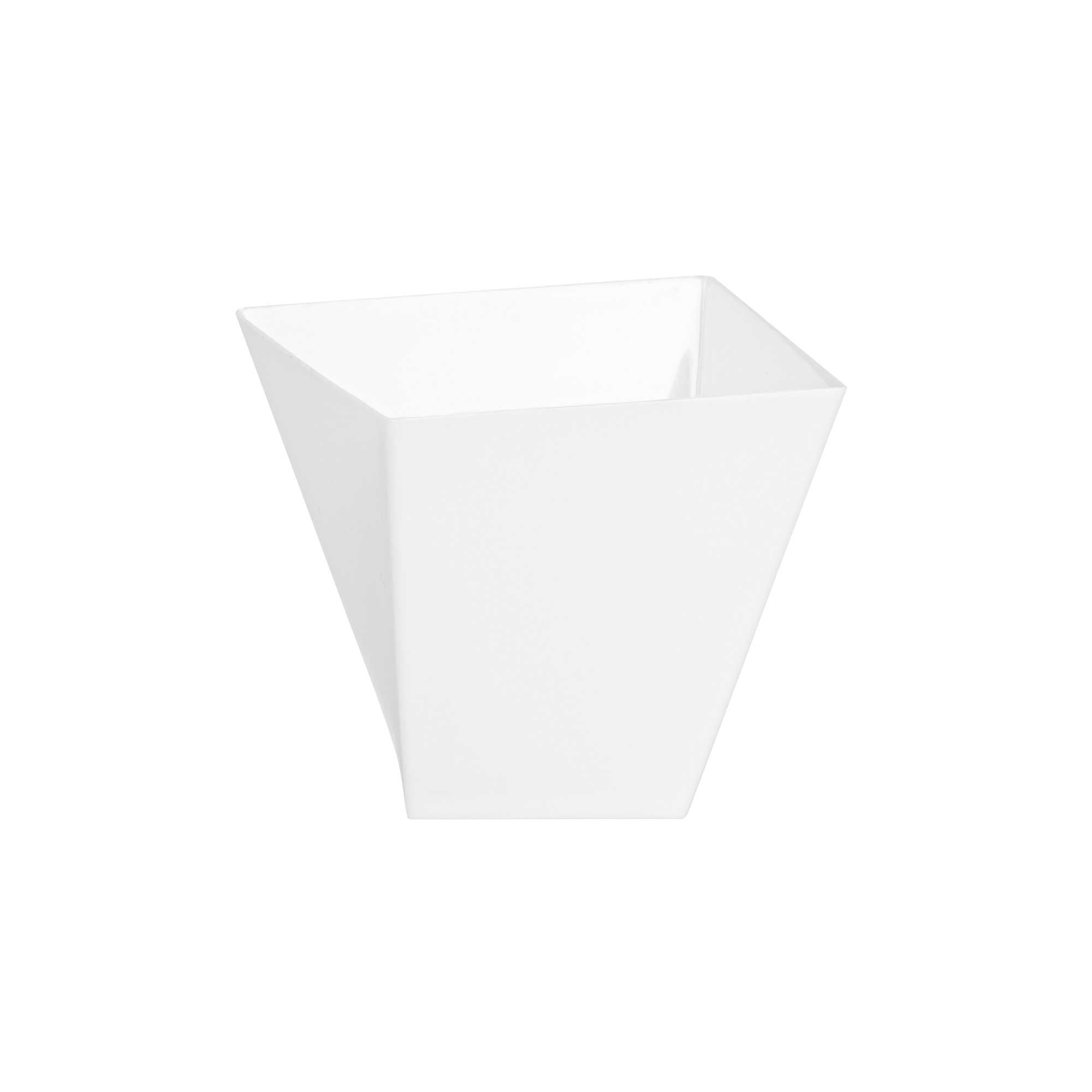 Mini Serve 2 oz Square White Plastic Girata Dessert Dish - 2" x 2" x 1 3/4" - 100 count box