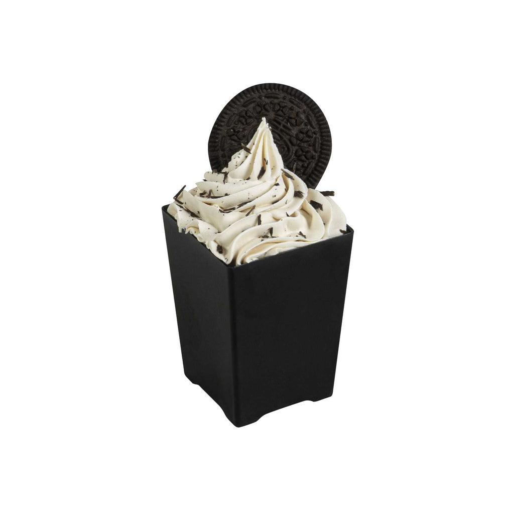 Mini Serve 4 oz Square Black Plastic Tall Quadrato Cup - 2" x 2 3/4" x 2" - 100 count box