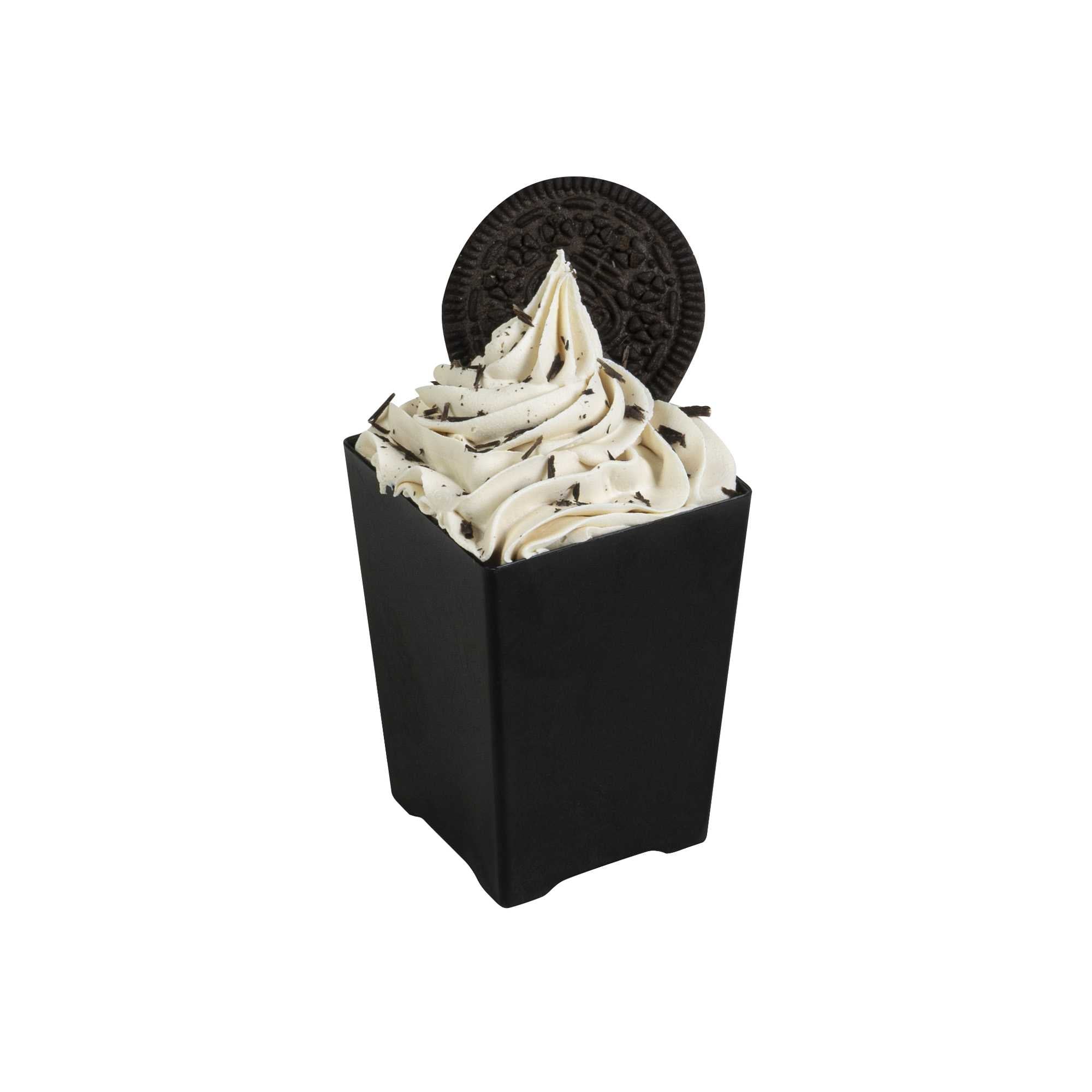 Mini Serve 4 oz Square Black Plastic Tall Quadrato Cup - 2" x 2 3/4" x 2" - 100 count box