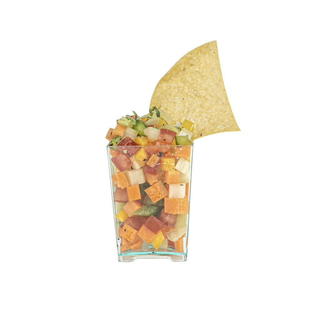 Mini Serve 4 oz Square Seagreen Plastic Tall Quadrato Cup - 2" x 2" x 2 3/4" - 100 count box