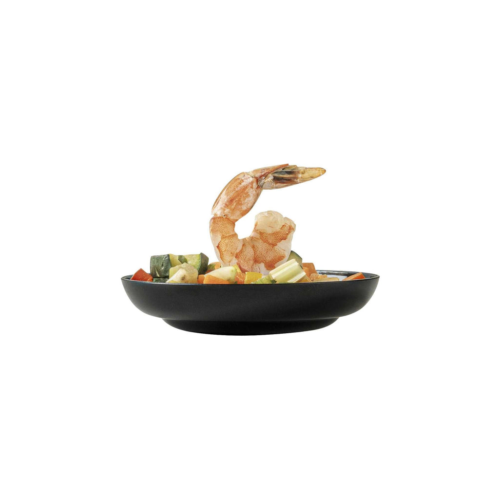 Mini Serve Round Black Plastic Mini Rotondo Plate - 3 1/4" x 3 1/4" x 3/4" - 100 count box