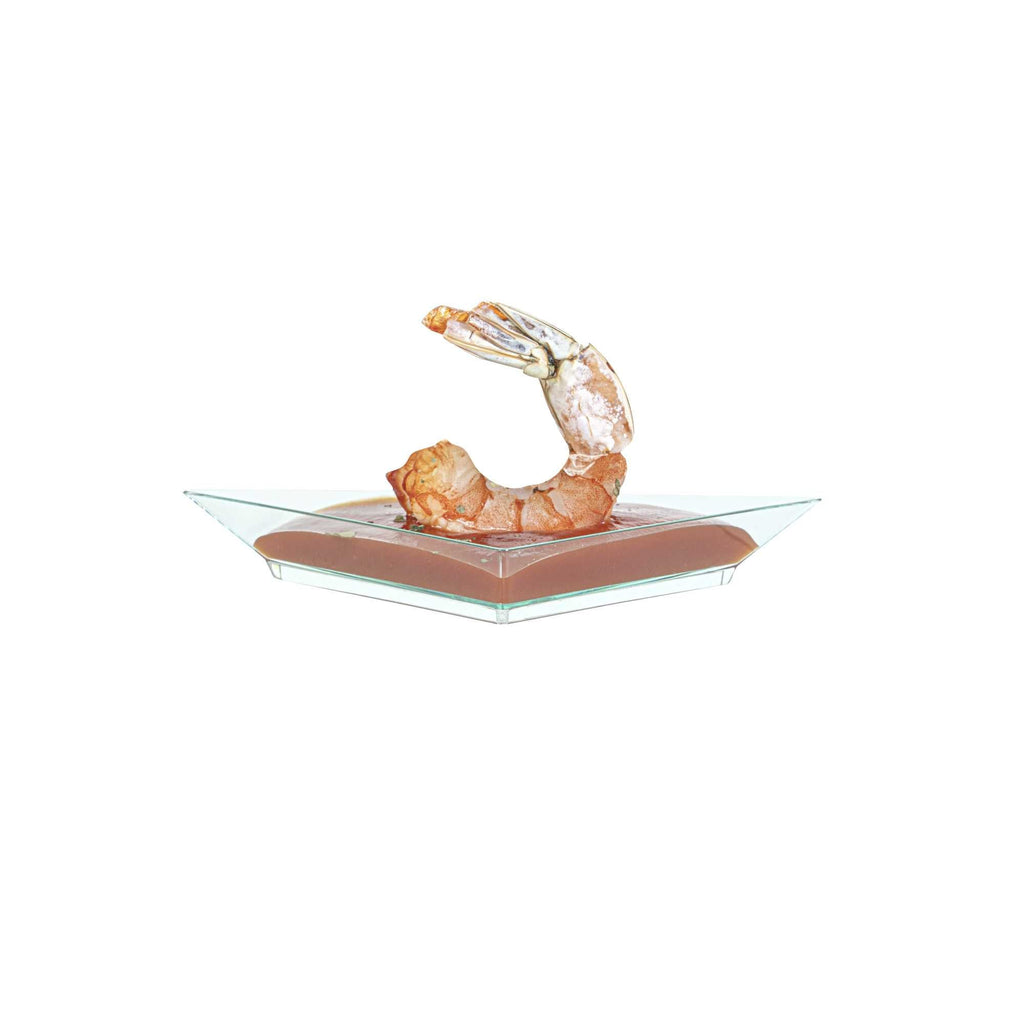 Mini Serve Seagreen Plastic Mini Triangolo Appetizer Plate - 4" x 2" - 100 count box