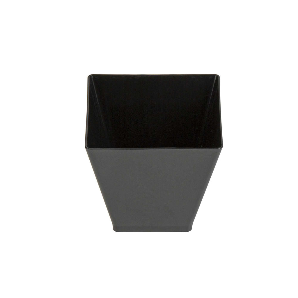 Mini Serve 2 oz Square Black Plastic Mini Kova Cup - 2" x 2" x 1 3/4" - 100 count box