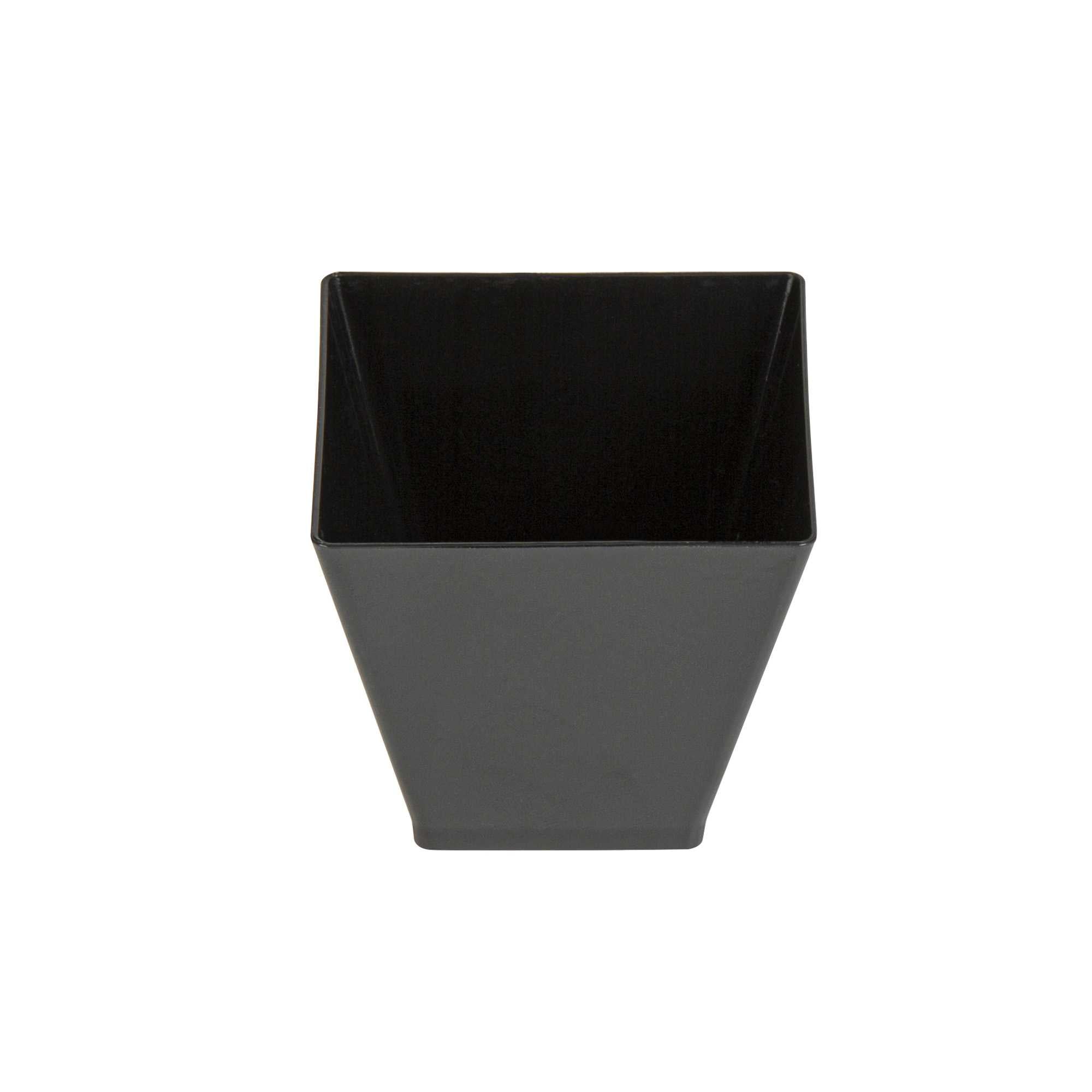 Mini Serve 2 oz Square Black Plastic Mini Kova Cup - 2" x 2" x 1 3/4" - 100 count box