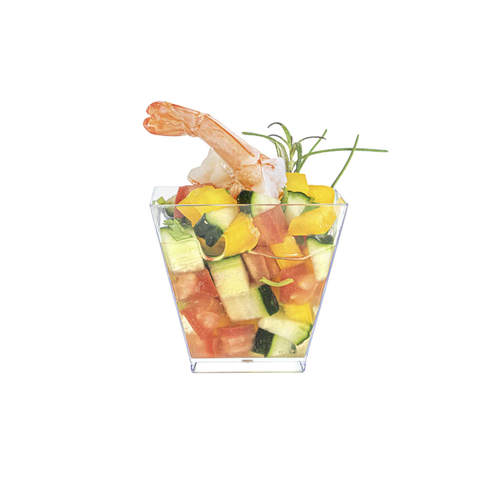 Mini Serve 2 oz Square Clear Plastic Mini Kova Cup - 2" x 2" x 1 3/4" - 300 count box