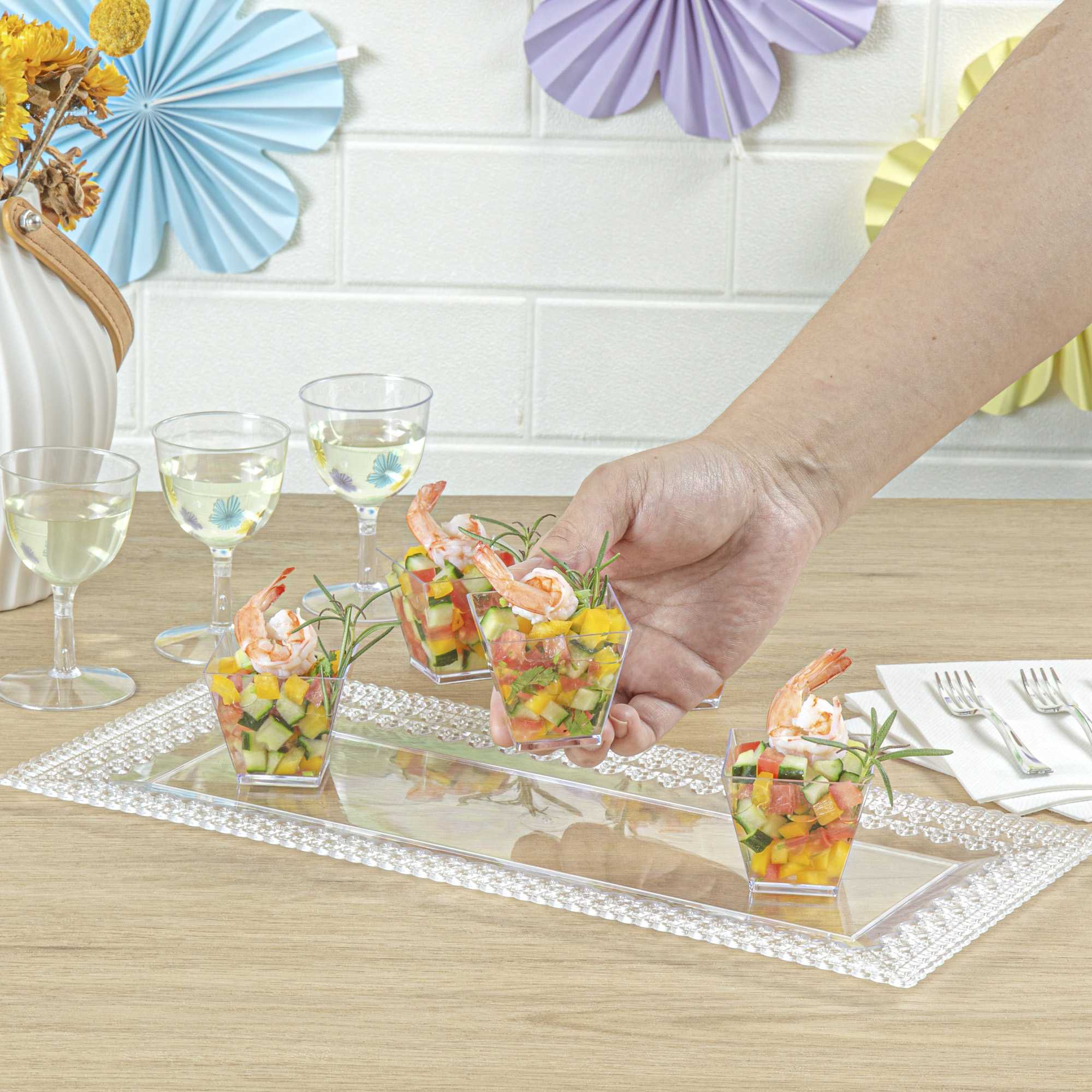 Mini Serve 2 oz Square Clear Plastic Mini Kova Cup - 2" x 2" x 1 3/4" - 300 count box